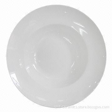 12-inch Round Pasta Plate, Made of Porcelain, Ideal for Spaghetti/Pasta, CIQ-/FDA-/LFGB-approved